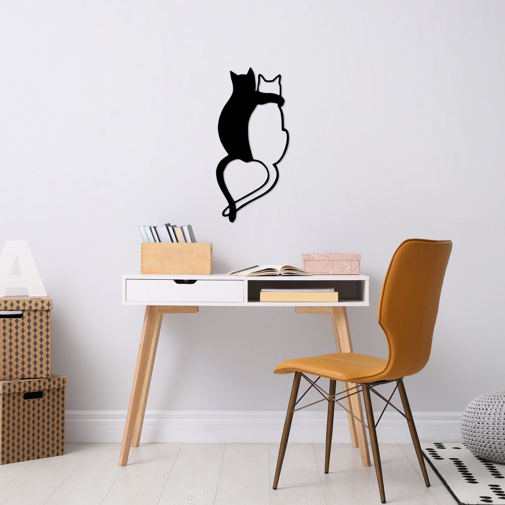 Love Cats - 478 Crni Dekorativni Metalni Zidni Ukras slika 2