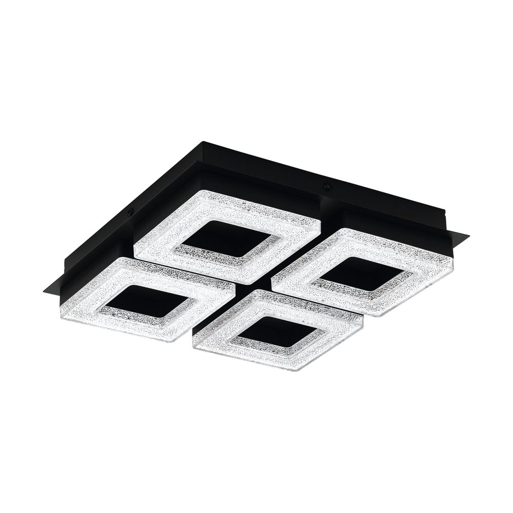 Eglo zidna/stropna rasvjeta fradelo 1 led 4x3,5w 3000k 1600lm crno/crno, prozirn slika 1