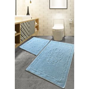 Elite - Blue Multicolor Bathmat Set (2 Pieces)
