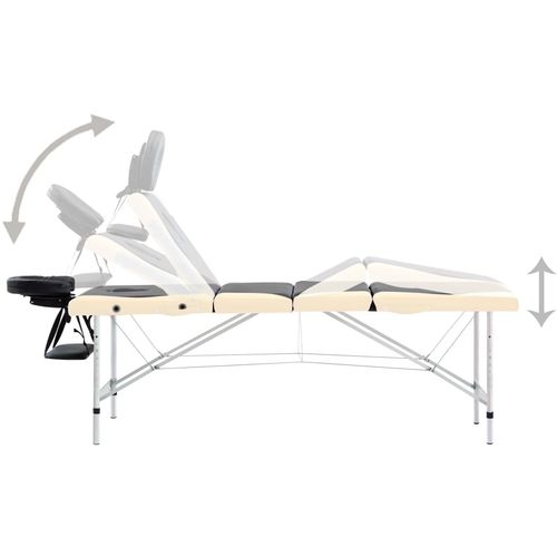 Sklopivi masažni stol s 4 zone aluminijski crno-bež slika 13