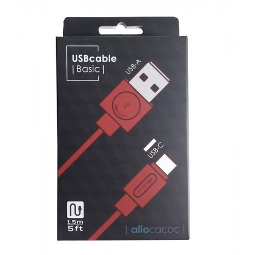 ALLOCACOC Flat USB kabl USB-C, duž.1,5m, crveni 10453RD/USBCBC slika 2