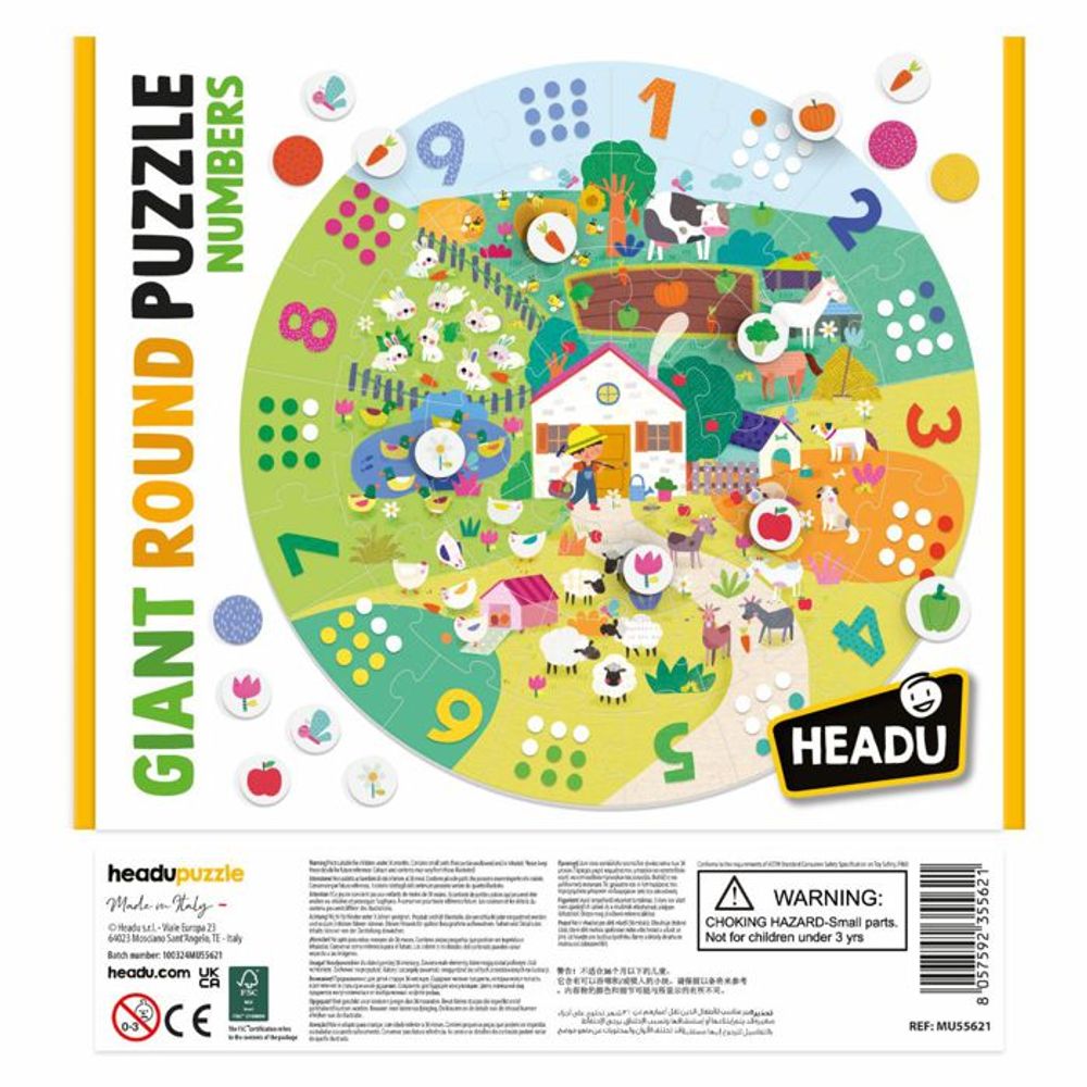 HEADU Edukativna slagalica Giant Round Puzzle - Numbers slika 3