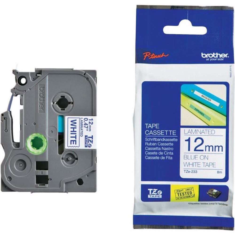 POT  TRAKA TZE233 12mm plavo na bijelo slika 1