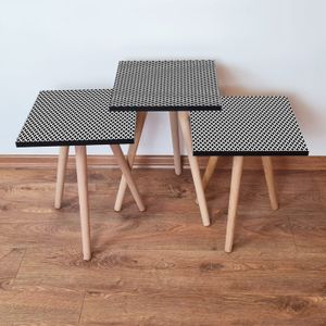 Nesting Table 3Shp227 - Set od 3 Stola u Bijeloj i Crnoj Boji