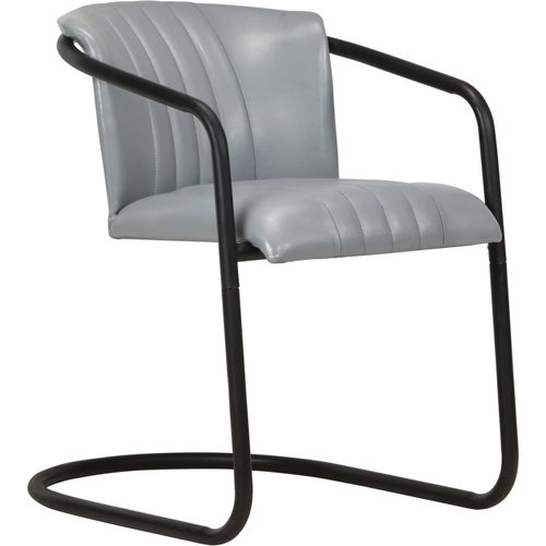 Blagovaonske stolice od prave kože 2 kom sive slika 4