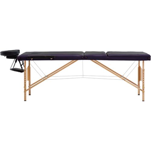 Sklopivi masažni stol s 3 zone drveni crno-ljubičasti slika 34