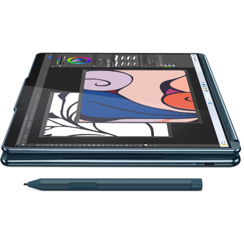 Lenovo Yoga Book 9 83FF001YRM 13IMU9 (Tidal Teal, Aluminium) 12-Core Ultra7 155U (2P+10E) 4.8GHz/12MB 32GB DDR5 1TB-NVMe 2x 13.3" 2.8K (2880x1800) OLED 400n DolbyVision Glass Touch DigitalPen3 WC-5MP+IR Iris-Xe WiFi A/X BT5.1 3xTB4 UK 80Wh 1.34kg W11H +BT/M+Folio Stand slika 3