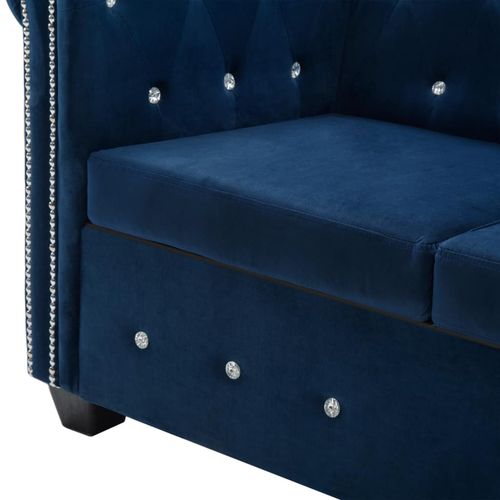 Dvosjed Chesterfield s baršunastom presvlakom 146 x 75 x 72 cm plavi slika 31