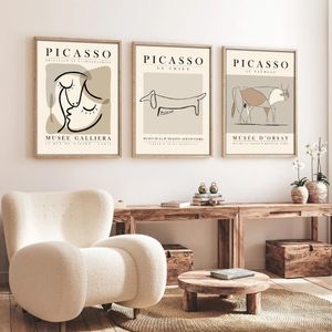 Dekorativna slika u okviru (3 komada) Huhu253 - 50 x 70, boja: višebojna - Picasso style