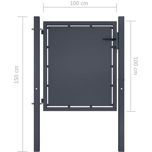 Vrtna vrata čelična 100 x 100 cm antracit slika 4