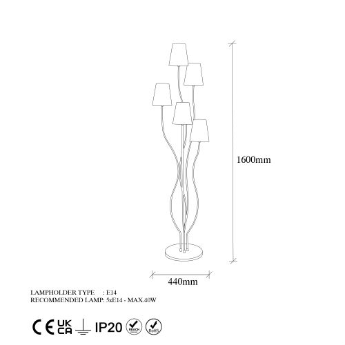 Bonibon - 13234 Crno-Bela Stajaća Lampa slika 7