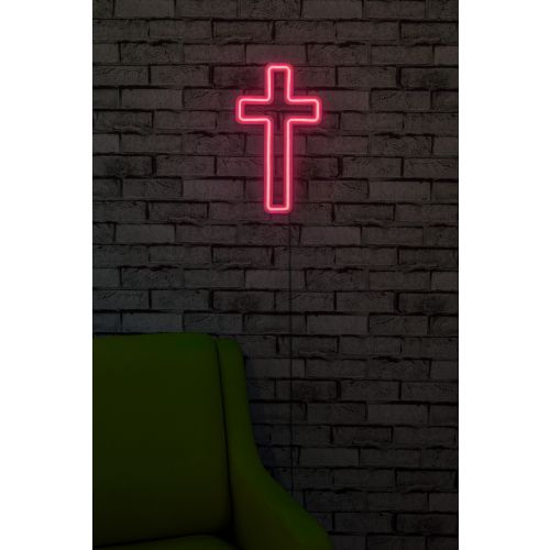 Wallity Ukrasna plastična LED rasvjeta, Cross Sign - Pink slika 9