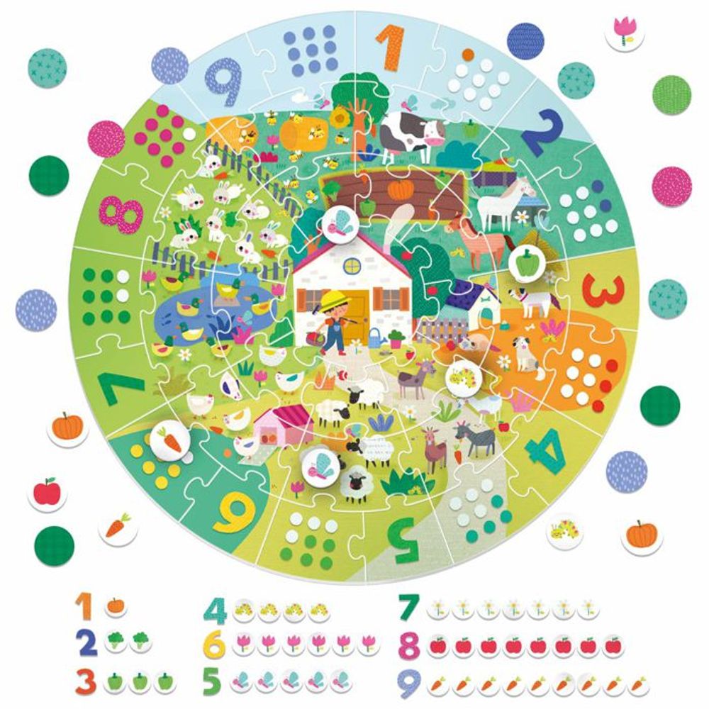 HEADU Edukativna slagalica Giant Round Puzzle - Numbers slika 2