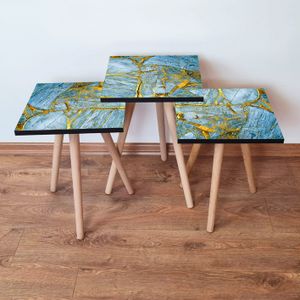 Nesting Table 3Shp235 - Plave i Zlatne Boje (3 Komada)