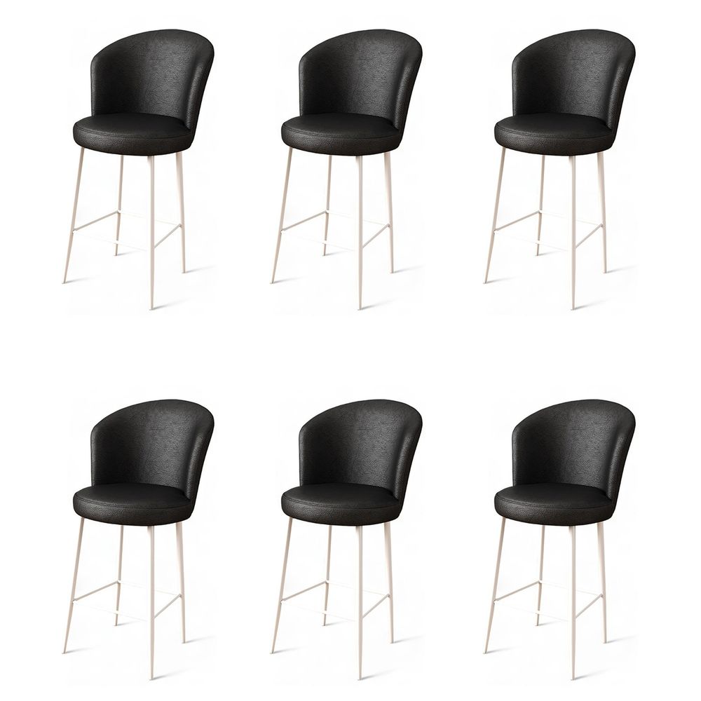 Uras - Crni i Bijeli Bar Stolac Set (6 Komada) slika 1
