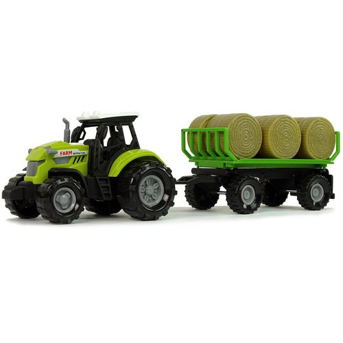 Zeleni traktor s prikolicom i balama sijena slika 6