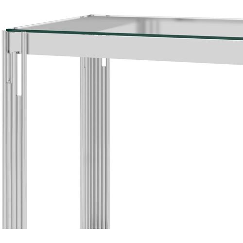 Bočni stolić srebrni 120 x 40 x 78 cm nehrđajući čelik i staklo slika 10