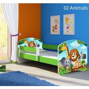 Dječji krevet ACMA s motivom, bočna zelena 160x80 cm - 02 Animals