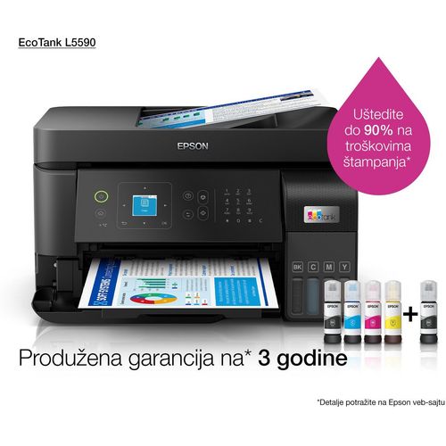 Epson C11CK57403 L5590 EcoTank, print-scan-copy-fax, Color, A4, 4800X1200, LAN, Wi-Fi, ADF, LCD, Duplex slika 2