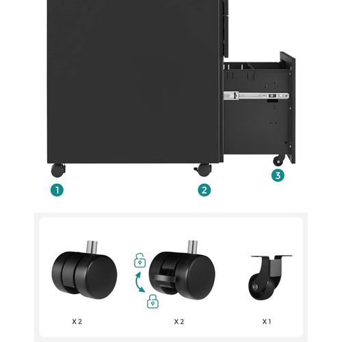 SONGMICS Uredska Komoda na Kolečićima OFC60BK slika 7