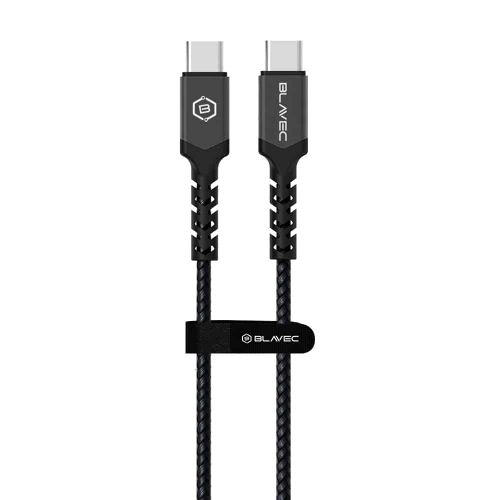 BLAVEC RAPTOR OPLETENI KABEL - TIP C NA TIP C - PD 100W 5A 2 METRA crno-sivi slika 2