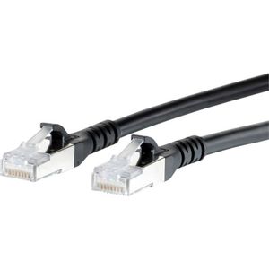 Metz Connect 1308455000-E RJ45 mrežni kabel, Patch kabel cat 6a S/FTP 5.00 m crna sa zaštitom za nosić 1 St.