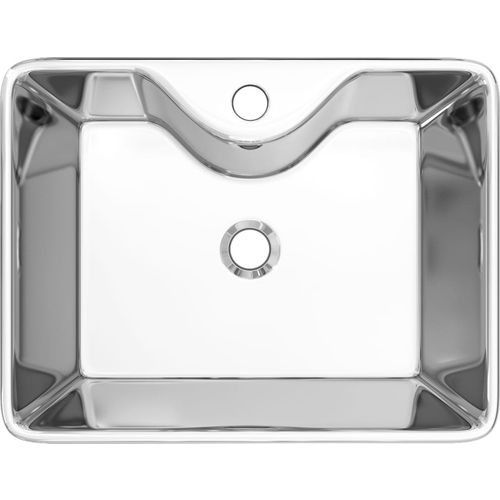 Umivaonik s otvorom za slavinu 48x37x13,5 cm keramički srebrni slika 28