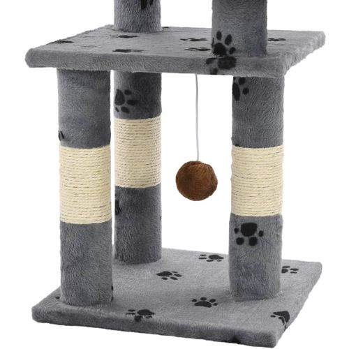 Penjalica za mačke sa stupovima za grebanje od sisala 65 cm siva s uzorkom šapa slika 12