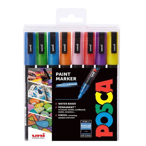 UNI POSCA marker pc-3m šljokaste boje 8/1 slika 1