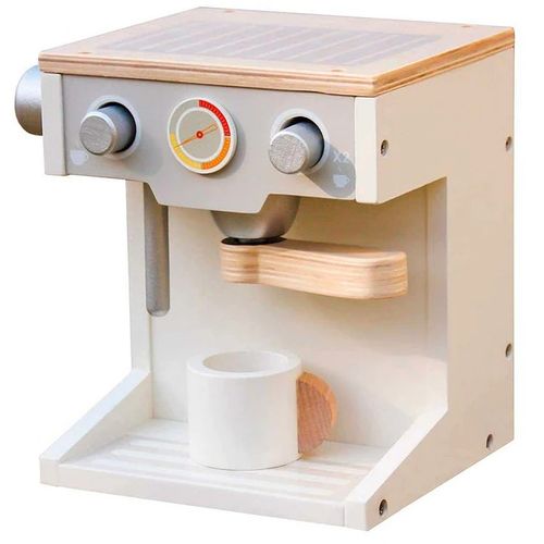 Kinder Home Dečija Drvena Espreso Mašina Za Kafu Sa Šoljicom Belo-Siva slika 1