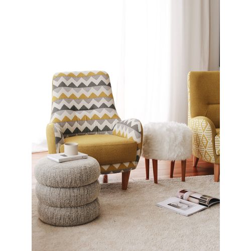 Zikzak - Yellow Multicolor Wing Chair slika 4