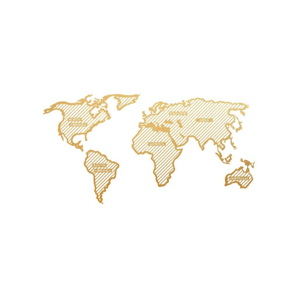 Zlatna Dekorativna Metalna Zidna Umetnost - Mapa Svijeta u Prugama (120 x 65 cm) slika 2