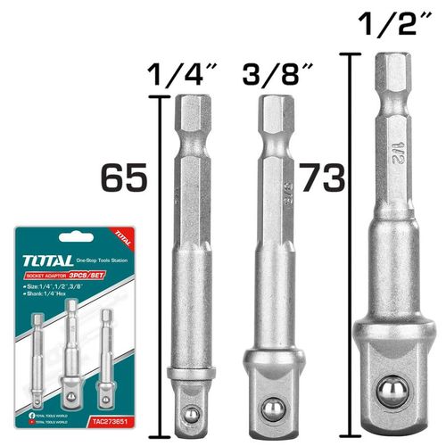 TOTAL Set adaptera za šrafilicu na gedore 1/4", 3/8", 1/2" TAC273651 slika 1