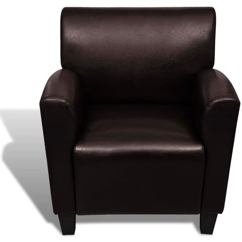 Fotelja od umjetne kože tamnosmeđa slika 36