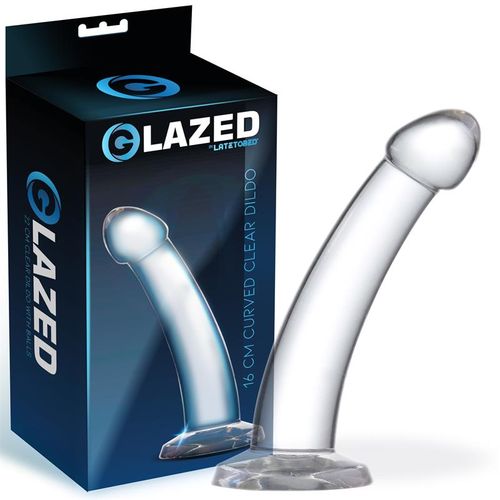 Glazed zakrivljeni prozirni dildo 16cm ili 18cm slika 1