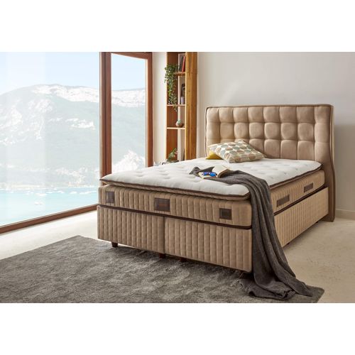 Woody Fashion Madrac, Bijela boja Smeđa, Majesty 150x200 cm Double Size Padded Luxury Soft Mattress slika 1