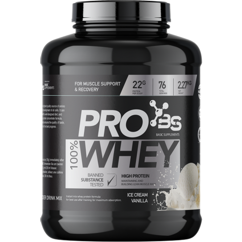 100% PRO WHEY 2.27KG BASIC SUPPLEMENTS -  Ice Cream Vanilla slika 1