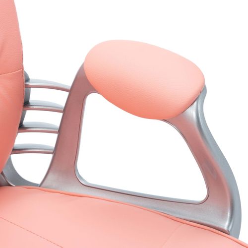 Okretna uredska stolica od umjetne kože ružičasta slika 11