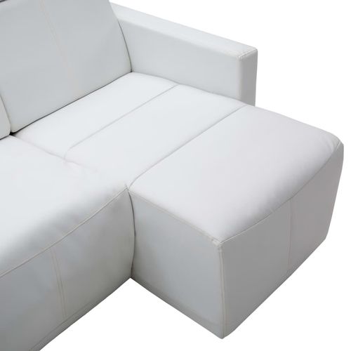 Kutna nagibna sofa s presvlakom od umjetne kože bijela slika 9