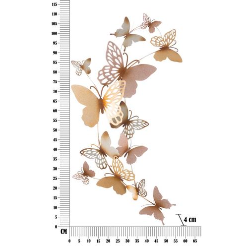 Mauro Ferretti Zidni pano leptirići zlatni-roza c cm 59,5x4x111,5 slika 6