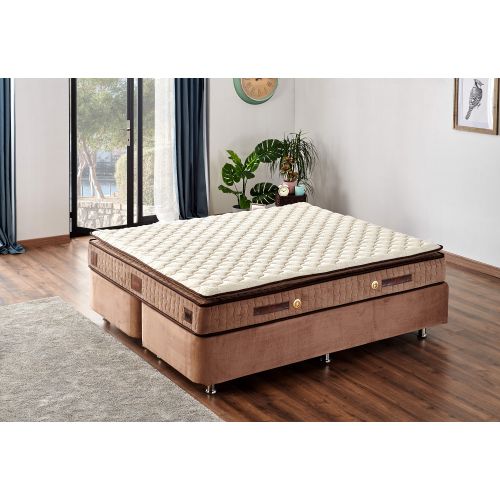 Woody Fashion Madrac, Bijela boja Smeđa, W Cotton 140x200 cm Double Size Firm Mattress slika 2