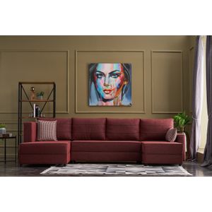 Atelier Del Sofa Kutna garnitura na razvlačenje, Bordo crvena, Ece Panoramik - Claret Red