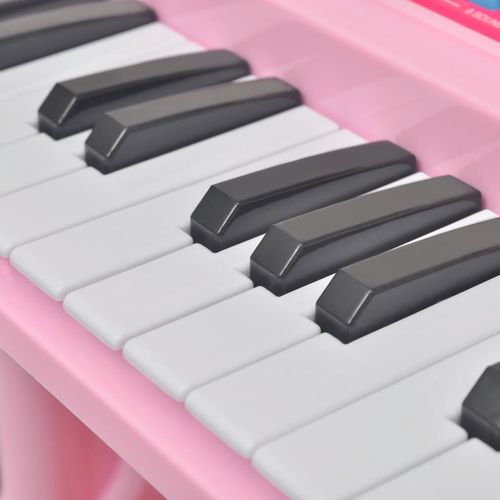 Ružičasta dječja klavijatura s 37 tipki, stolcem i mikrofonom slika 17