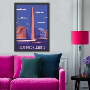 Buenos Aires (40 x 55) Multicolor Decorative Framed MDF Painting