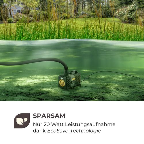 Waldbeck Lagoon 3600, pumpa za ribnjak i akvarij, 3600 L/H, EcoSave: 20 W, dubina ponora 2,8 m, Crna slika 14