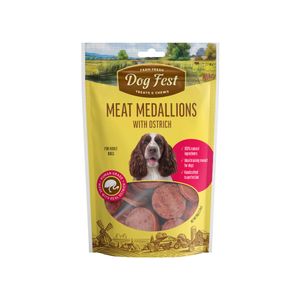 Dog Fest Ostrich Medallions, poslastica za pse s mesom noja, 55 g