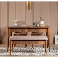 Woody Fashion Komplet za blagovaonicu, stol, 2 stolice i klupa VINA WALNUT, Vina - Walnut