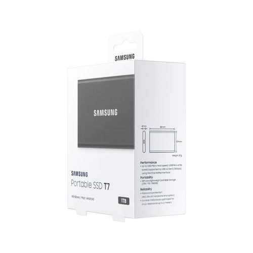 SAMSUNG Portable T7 1TB sivi eksterni SSD MU-PC1T0T slika 10