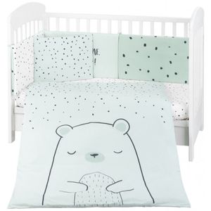 Kikka Boo Set posteljine sa ogradicom Bear With Me 60x120cm, Mint