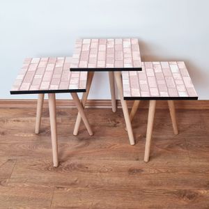 Set Nesting Stolova (3 Komada) 3Shp316 - Boje: Roza, Roza, Bijela
